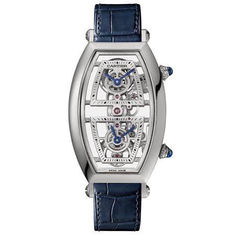 cartier skeleton dual time zone tonneau watch|Hands.